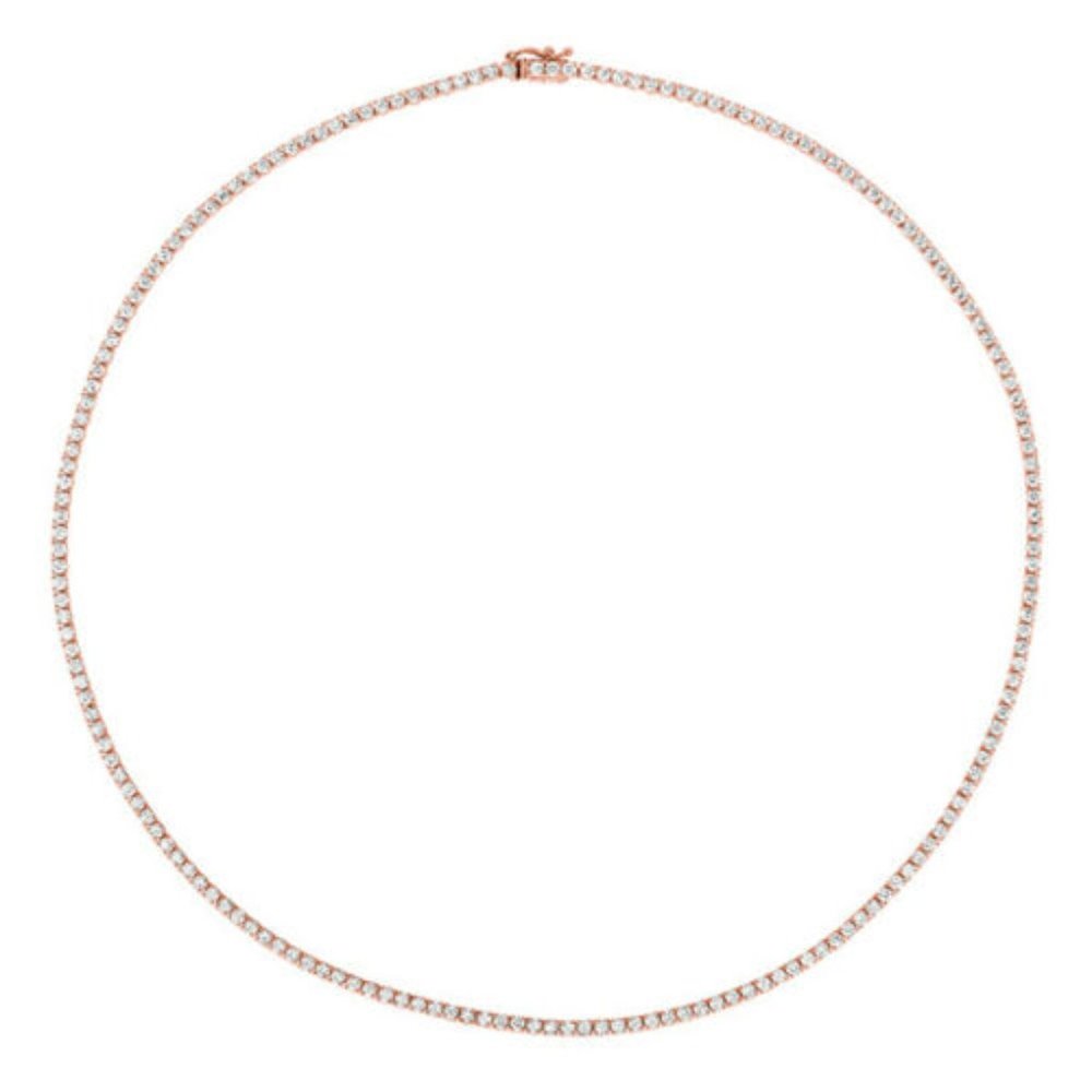 3.00 Carat Natural Diamond Tennis Necklace G SI 14K Rose Gold